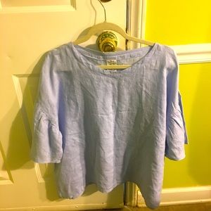 Match Point Linen Lagnenlook Oversized Top Blue size M- fits more like large/ XL